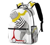 RODAILYCAY Laptop Backpack, Bear Scooter Durable School Backpack for College High School, Water Resistant Travel Hiking Ruckpack