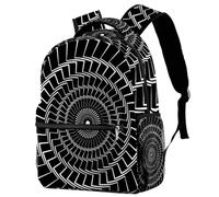 RODAILYCAY Laptop Backpack, Black Twisted Spiral Durable School Backpack for College High School, Water Resistant Travel Hiking Ruckpack