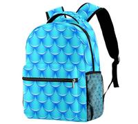 RODAILYCAY Laptop Backpack, Blue Mermaid Scales Pattern Durable School Backpack for College High School, Water Resistant Travel Hiking Ruckpack