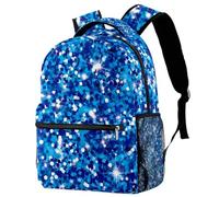 RODAILYCAY Laptop Backpack, Blue Square Camouflage Durable School Backpack for College High School, Water Resistant Travel Hiking Ruckpack