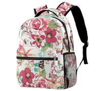 RODAILYCAY Laptop Backpack, Butterfly on the Flower Durable School Backpack for College High School, Water Resistant Travel Hiking Ruckpack