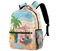 RODAILYCAY Laptop Backpack, Cabana Private Durable School Backpack for College High School, Water Resistant Travel Hiking Ruckpack