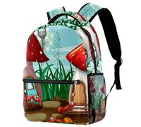 RODAILYCAY Laptop Backpack, Cartoon Ants at the Mushroom House Durable School Backpack for College High School, Water Resistant Travel Hiking Ruckpack