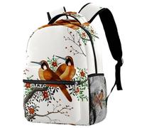 RODAILYCAY Laptop Backpack, Chinese Painting Two Birds Durable School Backpack for College High School, Water Resistant Travel Hiking Ruckpack