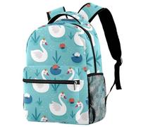 RODAILYCAY Laptop Backpack, Classy Swan with Crown Water Lotus Durable School Backpack for College High School, Water Resistant Travel Hiking Ruckpack
