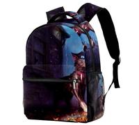 RODAILYCAY Laptop Backpack, Creepy Cat Fantasy Durable School Backpack for College High School, Water Resistant Travel Hiking Ruckpack