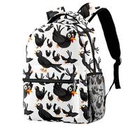 RODAILYCAY Laptop Backpack, Crows Flying on White Background Durable School Backpack for College High School, Water Resistant Travel Hiking Ruckpack