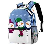RODAILYCAY Laptop Backpack, Cute Christmas Snowman Singing Song Durable School Backpack for College High School, Water Resistant Travel Hiking Ruckpack