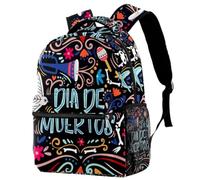RODAILYCAY Laptop Backpack, Day of the Dead Sugar Skull Bones Durable School Backpack for College High School, Water Resistant Travel Hiking Ruckpack