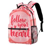 RODAILYCAY Laptop Backpack, Follow Your Heart Letter Durable School Backpack for College High School, Water Resistant Travel Hiking Ruckpack