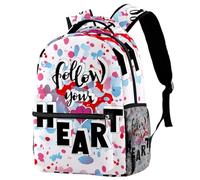 RODAILYCAY Laptop Backpack, Follow Your Heart Pattern Durable School Backpack for College High School, Water Resistant Travel Hiking Ruckpack