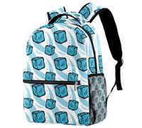 RODAILYCAY Laptop Backpack, Frozen Ice Cubes Blue Pattern Durable School Backpack for College High School, Water Resistant Travel Hiking Ruckpack