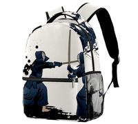 RODAILYCAY Laptop Backpack, Japanese Fight by Kendo Sword Durable School Backpack for College High School, Water Resistant Travel Hiking Ruckpack