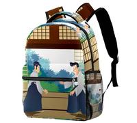 RODAILYCAY Laptop Backpack, Man Practicing Aikido in the Dojo Durable School Backpack for College High School, Water Resistant Travel Hiking Ruckpack