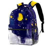 RODAILYCAY Laptop Backpack, Moon Stars, Clouds Durable School Backpack for College High School, Water Resistant Travel Hiking Ruckpack