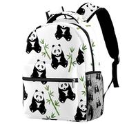 RODAILYCAY Laptop Backpack, Panda National Treasure Bamboo Durable School Backpack for College High School, Water Resistant Travel Hiking Ruckpack