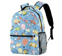 RODAILYCAY Laptop Backpack, Toy Play Airplane Bicycle Transportation Durable School Backpack for College High School, Water Resistant Travel Hiking Ruckpack