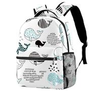 RODAILYCAY Laptop Backpack, Whale Graphic Shape Durable School Backpack for College High School, Water Resistant Travel Hiking Ruckpack