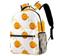 RODAILYCAY Lovely Cartoon Angler Fish Travel Laptop Backpack, College High School Backpack, Large Capacity Bookbag, Cute Backpack for Men Women