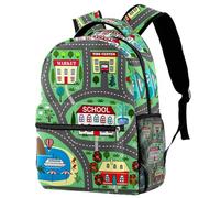 RODAILYCAY Map Town Animation School Backpack, Kids Backpack, Waterproof Rucksack Casual Daypack, Book Bag Laptop Bag for Men Women