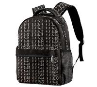 RODAILYCAY Mathematical Multiplication Table Black School Backpack for Men & Women, Travel Bag with Laptop Compartmen, Lightweight School Bookbag, Middle High School Backpack for Boys Girls