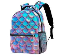 RODAILYCAY Mermaid Scales Background Backpack for Women, 16 Inch Laptop Backpack, College Bookbag School Bag, Water Resistant Travel Hiking Daypack