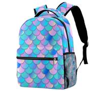 RODAILYCAY Mermaid Scales Pattern Backpack for Women, 16 Inch Laptop Backpack, College Bookbag School Bag, Water Resistant Travel Hiking Daypack