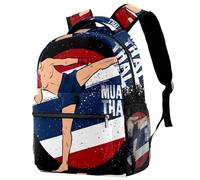 RODAILYCAY Muay Thai Fighter Kicking Travel Laptop Backpack, College High School Backpack, Large Capacity Bookbag, Cute Backpack for Men Women