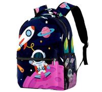 RODAILYCAY Outer Space Planet Rocket Alien Earth School Backpack for Men & Women, Travel Bag with Laptop Compartmen, Lightweight School Bookbag, Middle High School Backpack for Boys Girls