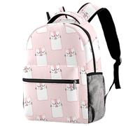 RODAILYCAY Pink Cute Sweet Cats Pattern Travel Laptop Backpack, College High School Backpack, Large Capacity Bookbag, Cute Backpack for Men Women