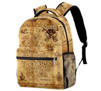 RODAILYCAY Pirate Treasure Map School Backpack, Kids Backpack, Waterproof Rucksack Casual Daypack, Book Bag Laptop Bag for Men Women