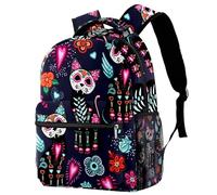RODAILYCAY Purple Cat Mexico Helloween Backpack for Women, 16 Inch Laptop Backpack, College Bookbag School Bag, Water Resistant Travel Hiking Daypack