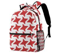 RODAILYCAY Red Knitting Christmas Backpack for Women, 16 Inch Laptop Backpack, College Bookbag School Bag, Water Resistant Travel Hiking Daypack