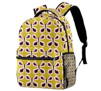 RODAILYCAY Retro Butterfly Yellow Pattern School Backpack for Men & Women, Travel Bag with Laptop Compartmen, Lightweight School Bookbag, Middle High School Backpack for Boys Girls