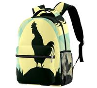 RODAILYCAY Rooster Crows Silhouette School Backpack for Men & Women, Travel Bag with Laptop Compartmen, Lightweight School Bookbag, Middle High School Backpack for Boys Girls