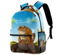 RODAILYCAY School Backpack for Men & Women, Brown Toad Sitting on Rock Travel Laptop Bag, Lightweight College Back Pack, Casual Bookbag Daypack