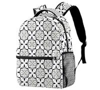 RODAILYCAY School Backpack for Men & Women, Creative Black and White Boho Geometric Travel Laptop Bag, Lightweight College Back Pack, Casual Bookbag Daypack