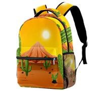 RODAILYCAY School Backpack for Men & Women, Green Cactus with a Hot Desert Background Travel Laptop Bag, Lightweight College Back Pack, Casual Bookbag Daypack