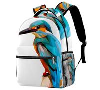 RODAILYCAY School Backpack for Men & Women, Lowpoly Kingfisher Bird Travel Laptop Bag, Lightweight College Back Pack, Casual Bookbag Daypack