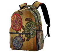RODAILYCAY School Backpack for Men & Women, Sea Turtles Ethic Geometric Vibrant Ocean Theme Travel Laptop Bag, Lightweight College Back Pack, Casual Bookbag Daypack