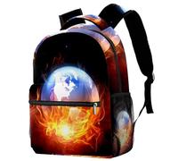 RODAILYCAY School Backpack for Men & Women, the Burning Earth Fire Travel Laptop Bag, Lightweight College Back Pack, Casual Bookbag Daypack