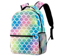 RODAILYCAY School Backpack, Large Bookbag, Colorful Mermaid Fish Scales Travel Laptop Backpack, Water Resistant College School Computer Bag for Teen, Girls, Boys, Fits 15.6" Notebook