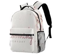 RODAILYCAY School Backpack, Large Capacity Bookbag, Blooming Everyday Pink Fowers Travel Laptop Backpack, Waterproof College School Computer Bag for Teen, Girls, Boys, Fits 15.6" Notebook