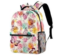 RODAILYCAY School Backpack, Large Capacity Bookbag, Butterfly on the Flower Travel Laptop Backpack, Water Resistant College School Computer Bag for Teen, Girls, Boys, Fits 15.6 Inch Notebook
