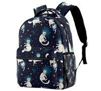 RODAILYCAY School Backpack, Large Capacity Bookbag, Cat Cosmos Starry Sky Travel Laptop Backpack, Water Resistant College School Computer Bag for Teen, Girls, Boys, Fits 15.6 Inch Notebook