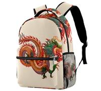 RODAILYCAY School Backpack, Large Capacity Bookbag, Chinese New-Year Dragon Travel Laptop Backpack, Water Resistant College School Computer Bag for Teen, Girls, Boys, Fits 15.6 Inch Notebook