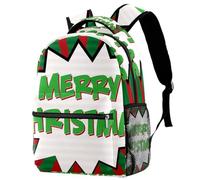 RODAILYCAY School Backpack, Large Capacity Bookbag, Comic Style Merry Christmas Travel Laptop Backpack, Water Resistant College School Computer Bag for Teen, Girls, Boys, Fits 15.6" Notebook
