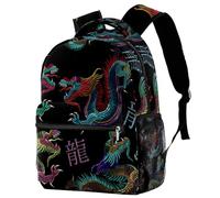 RODAILYCAY School Backpack, Large Capacity Bookbag, Dragon Pattern Travel Laptop Backpack, Water Resistant College School Computer Bag for Teen, Girls, Boys, Fits 15.6 Inch Notebook