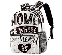 RODAILYCAY School Backpack, Large Capacity Bookbag, Home Is Where the Heart Is Travel Laptop Backpack, Waterproof College School Computer Bag for Teen, Girls, Boys, Fits 15.6" Notebook