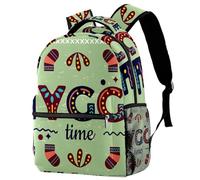 RODAILYCAY School Backpack, Large Capacity Bookbag, Hygge Time Green Travel Laptop Backpack, Water Resistant College School Computer Bag for Teen, Girls, Boys, Fits 15.6 Inch Notebook